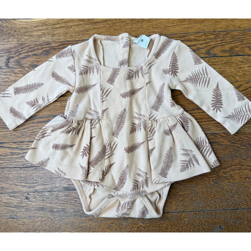 Kate Quinn Girls' Leaf Print Dress Bodysuit Size 6-12 Months